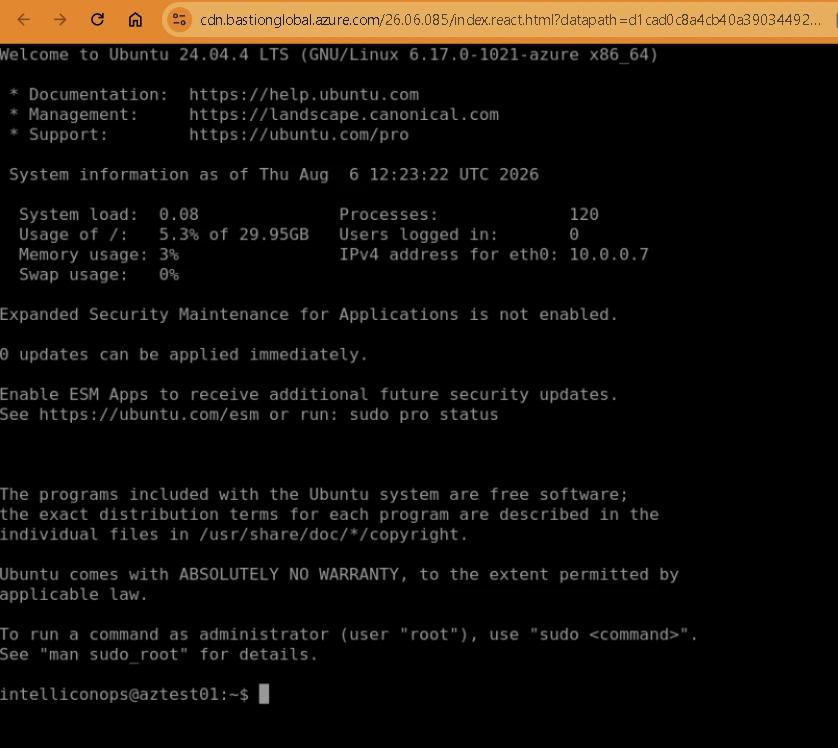 IntelliconOps Azure Azure — WebSocket terminal via WireGuard screenshot